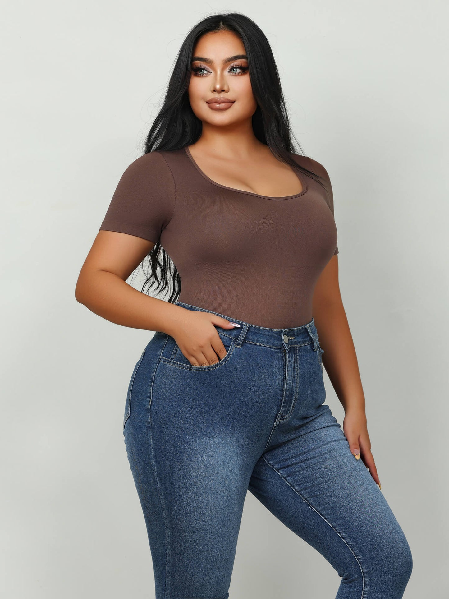 Bodysuits for Women - Body Shaper Tummy Control Bodysuit, Shapewear Bodysuits for Women,Square Neck plus Size