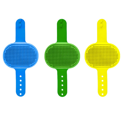 3Pack Pet Bath Brush, Dog Brush Cat Brush, Soft Brush Adjustable Width Size for Pet Shower/Grooming/Washing(Blue Green Yellow)