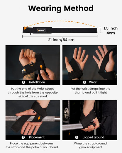 Pro Gym Reaper Lifting Straps, Black, 2.5Mm Thick & Reinforced Stitching for Deadlifts & Pull-Ups