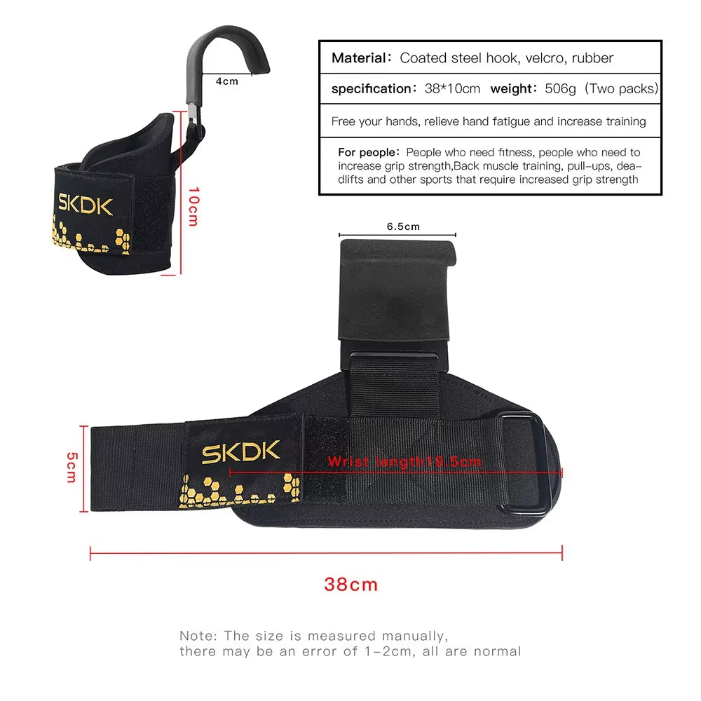 Weight Lifting Hook Grips with Hand-Bar Wrist Straps Gym Workout Powerlifting Heavy Duty Pull-Ups Hooks Grips Fitness Gloves