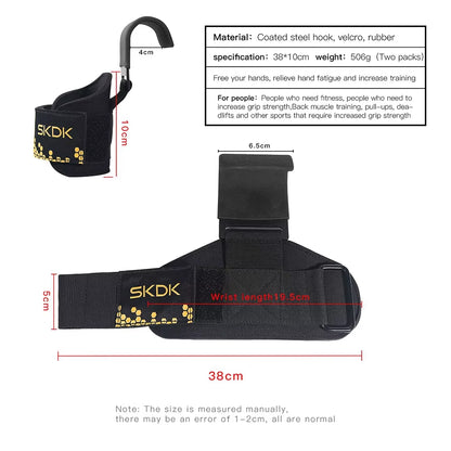 Weight Lifting Hook Grips with Hand-Bar Wrist Straps Gym Workout Powerlifting Heavy Duty Pull-Ups Hooks Grips Fitness Gloves
