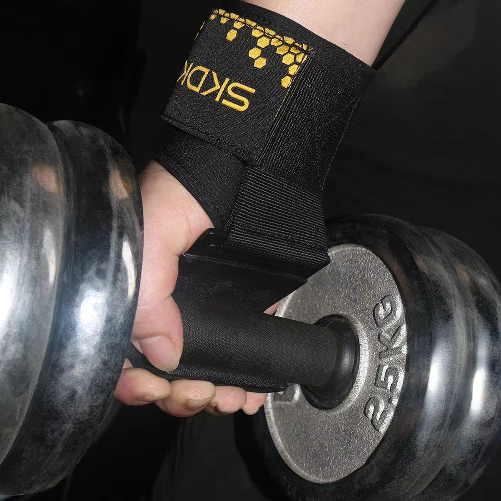 Weight Lifting Hook Grips with Hand-Bar Wrist Straps Gym Workout Powerlifting Heavy Duty Pull-Ups Hooks Grips Fitness Gloves